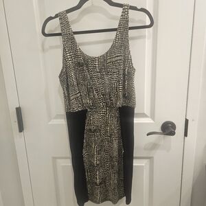 Chic Black and Cream Patterned Dress